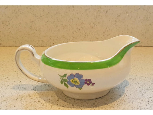 Alfred Meakin, Art Deco Dinner Service, Gravy Boat, Gravy Jug, Green, White, Floral, Gravy, Custard, Sauce, Jug