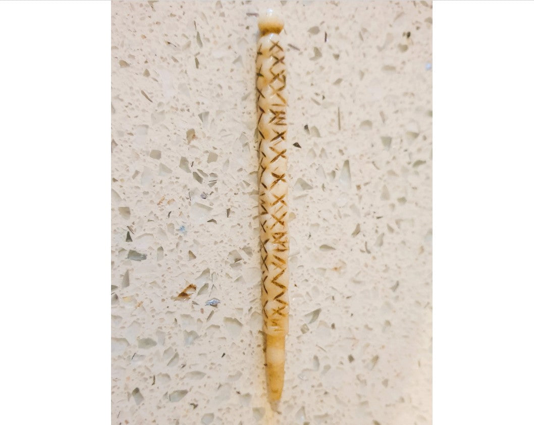 Antique Bone Needle, Marked with crosses, engraved, unusual markings Symbols, symbolic style engraving