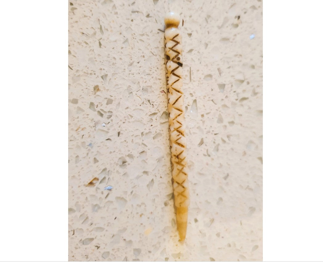 Antique Bone Needle, Marked with crosses, engraved, unusual markings Symbols, symbolic style engraving