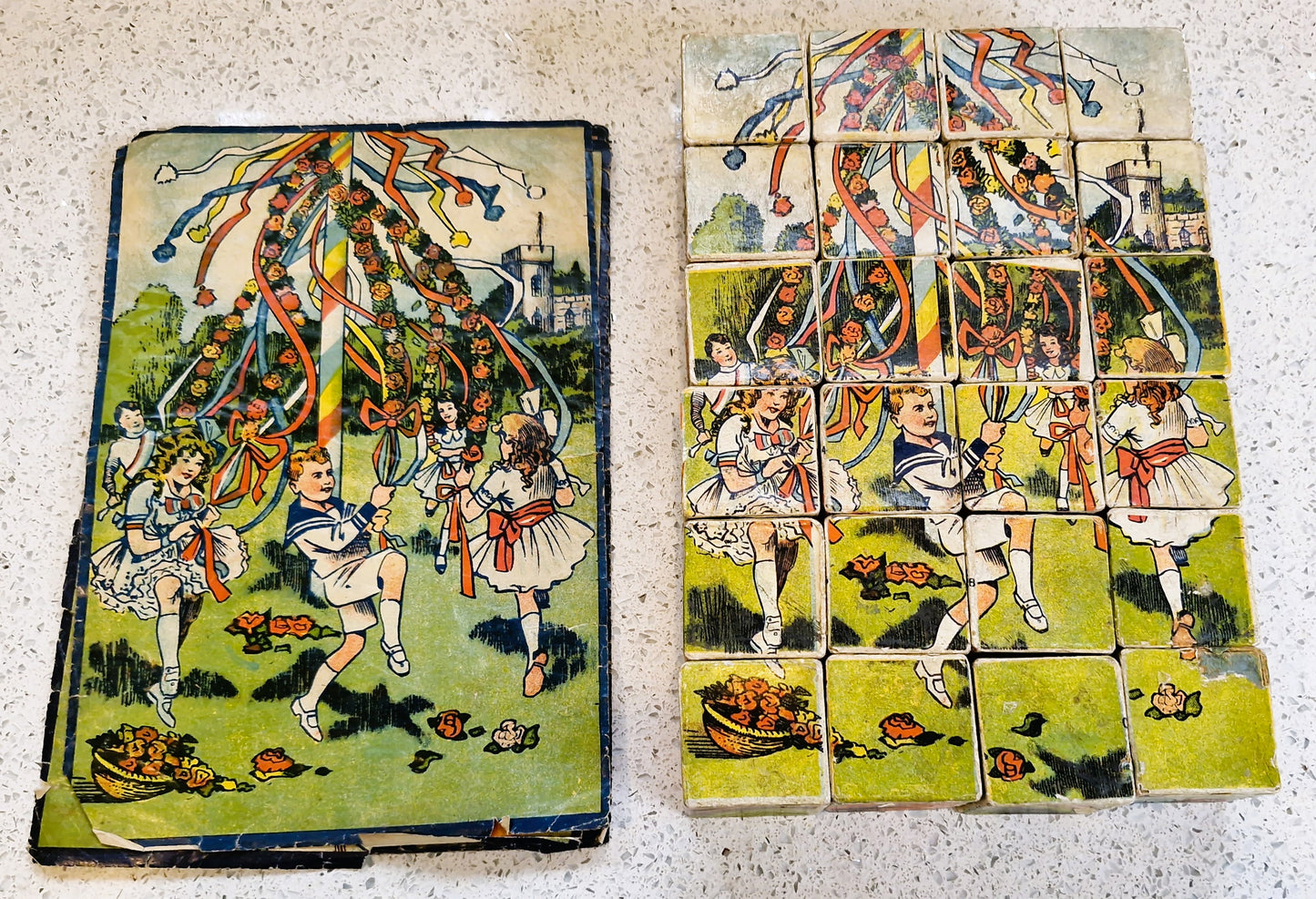 Vintage childrens toys with vintage images from the 1930s