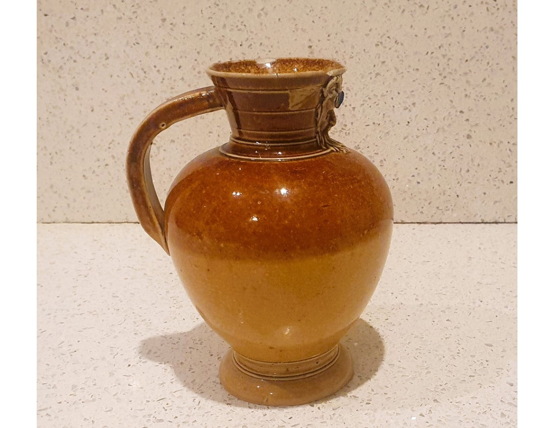 Antique, Early, Doulton Lambeth Stoneware, Salt Glaze, Small Jug, Harvest, Mead Jug, circa 1860, Makers Mark