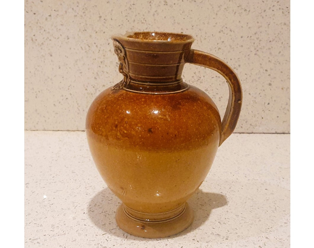 Antique, Early, Doulton Lambeth Stoneware, Salt Glaze, Small Jug, Harvest, Mead Jug, circa 1860, Makers Mark