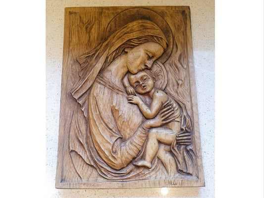 Antique, Relief of  the Virgin Mary, Vintage Italian Catholic Art, Vintage Religious Art, Villa Luigi, Butagna