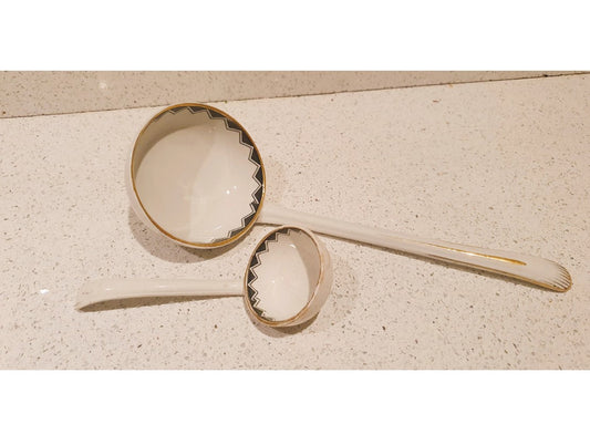 Art Deco Black and White Ceramic Ladles, Large Ceramic Ladle, Small Ceramic Ladle, Black and White, Art Deco