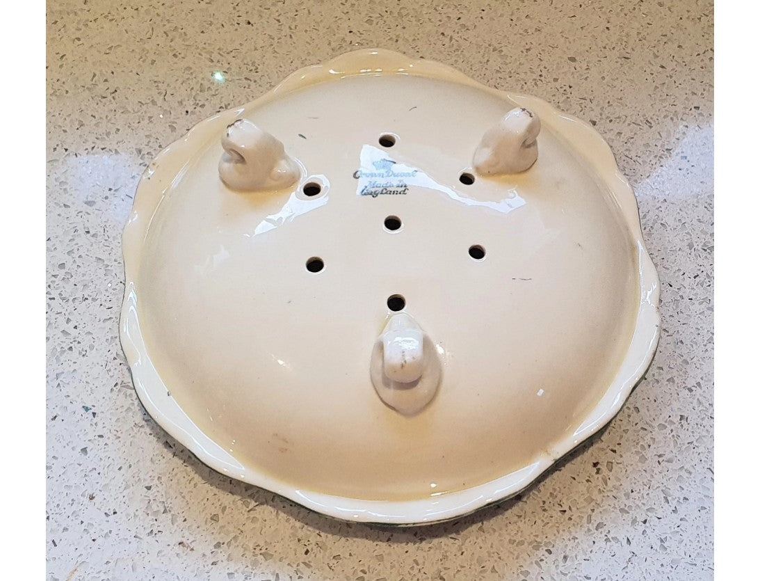 Crown Durcal, Art Deco Salad Bowl, 1930s, Rare, Crown Ducal, Art Deco, Salad bowl, 3 Footed, Hand Painted Salad dish, with holes, Very good condition