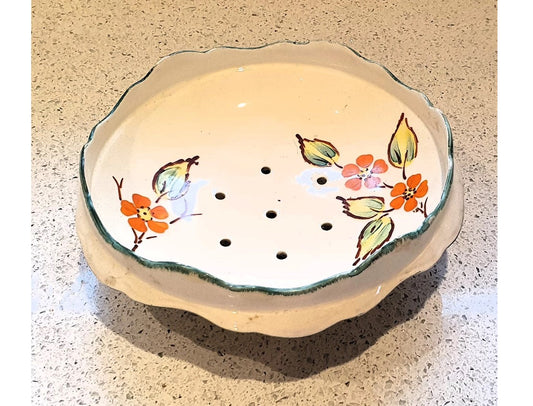 Crown Durcal, Art Deco Salad Bowl, 1930s, Rare, Crown Ducal, Art Deco, Salad bowl, 3 Footed, Hand Painted Salad dish, with holes, Very good condition