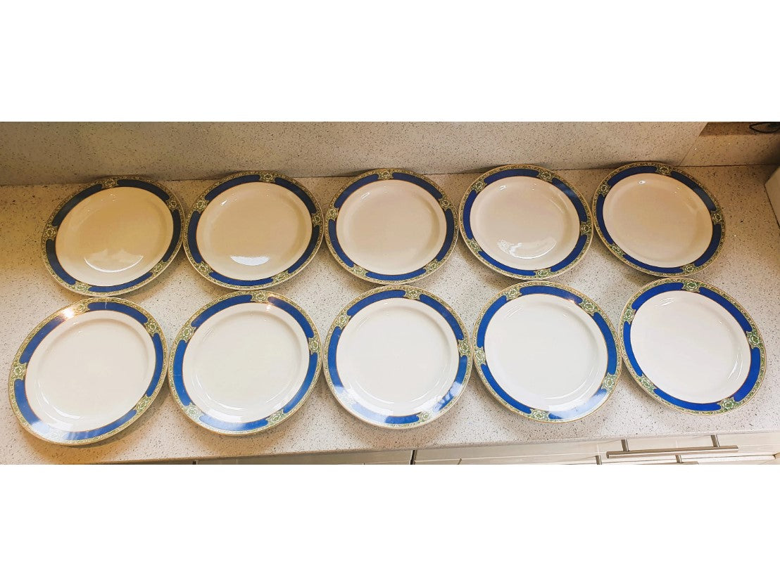 Art Deco Dinner Service, W H Grindley, Dinner Plates, 10 Inch, GOODWOOD Pattern, Circa 1930's