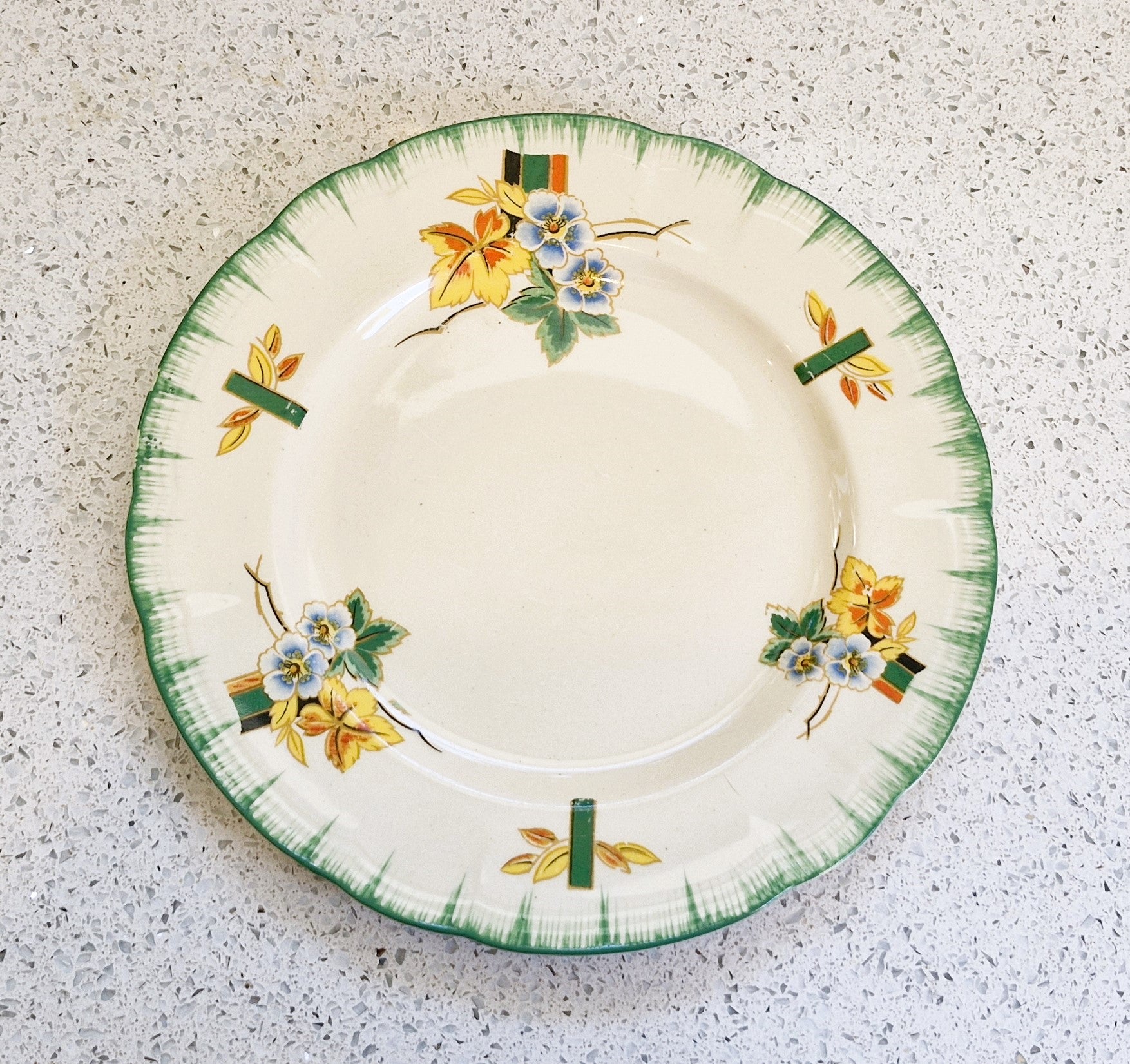 Art Deco Hand Painted Dinner service, Art Deco Hand Painted Plates, Alfred Clough Plates, Salad Plates, Clough Plates, Made in England 