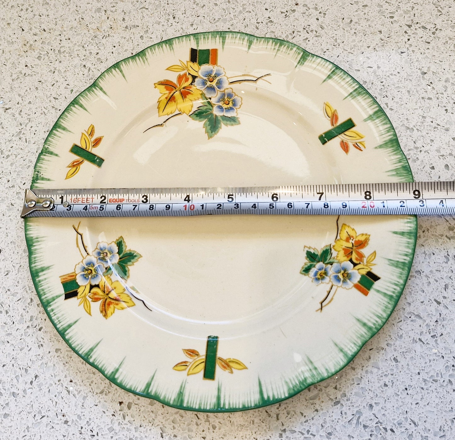 Art Deco Hand Painted Dinner service, Art Deco Hand Painted Plates, Alfred Clough Plates, Salad Plates, Clough Plates, Made in England 