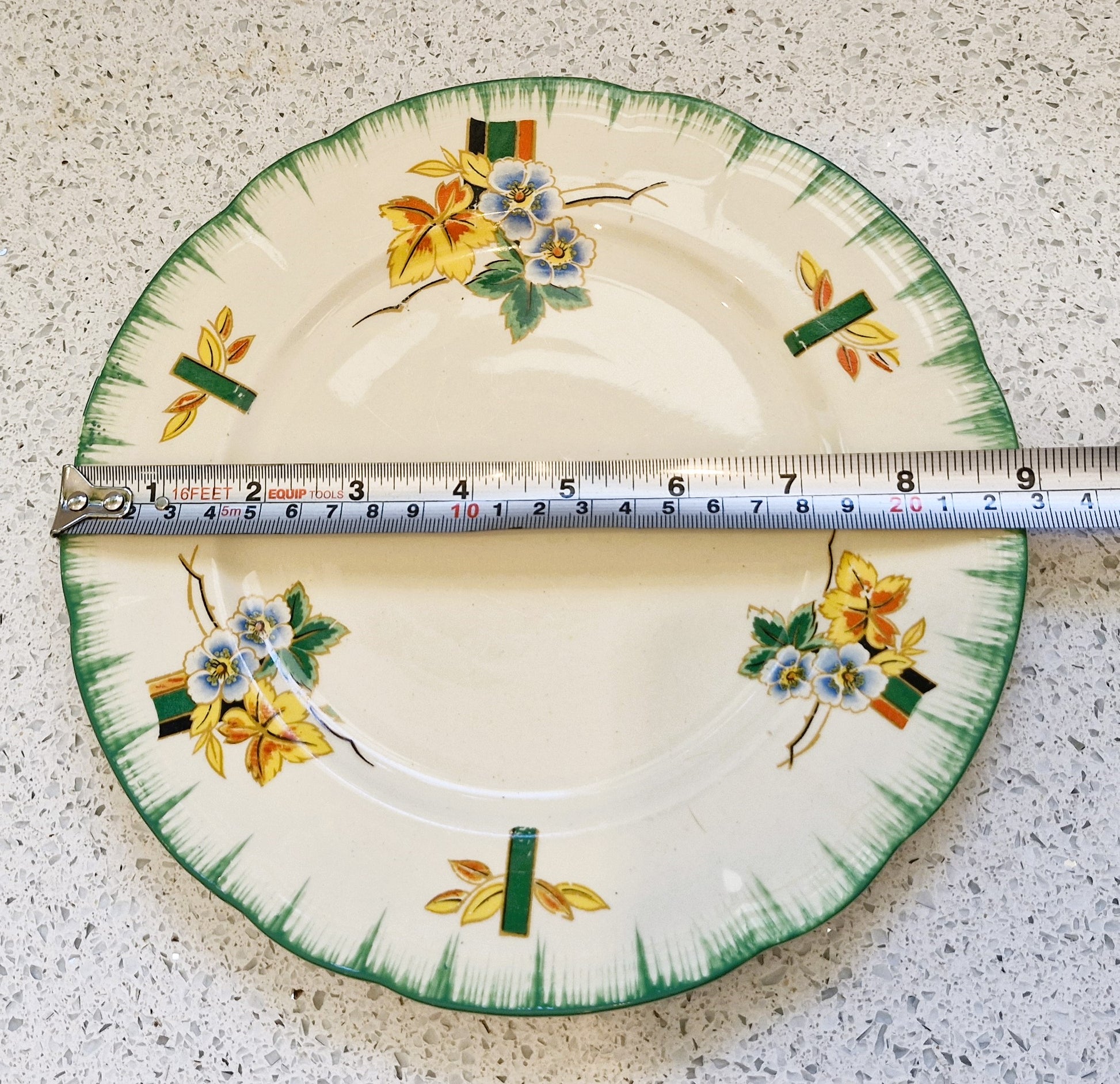 Art Deco Hand Painted Dinner service, Art Deco Hand Painted Plates, Alfred Clough Plates, Salad Plates, Clough Plates, Made in England 