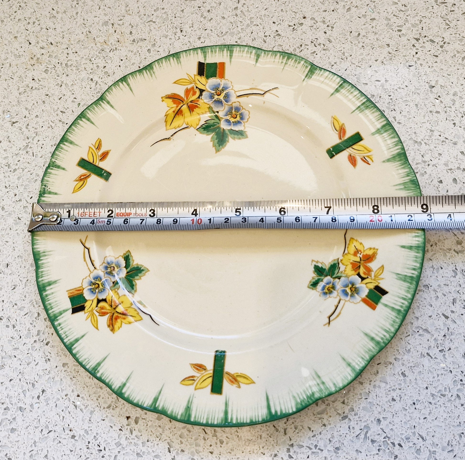 Art Deco Hand Painted Dinner service, Art Deco Hand Painted Plates, Alfred Clough Plates, Salad Plates, Clough Plates, Made in England 