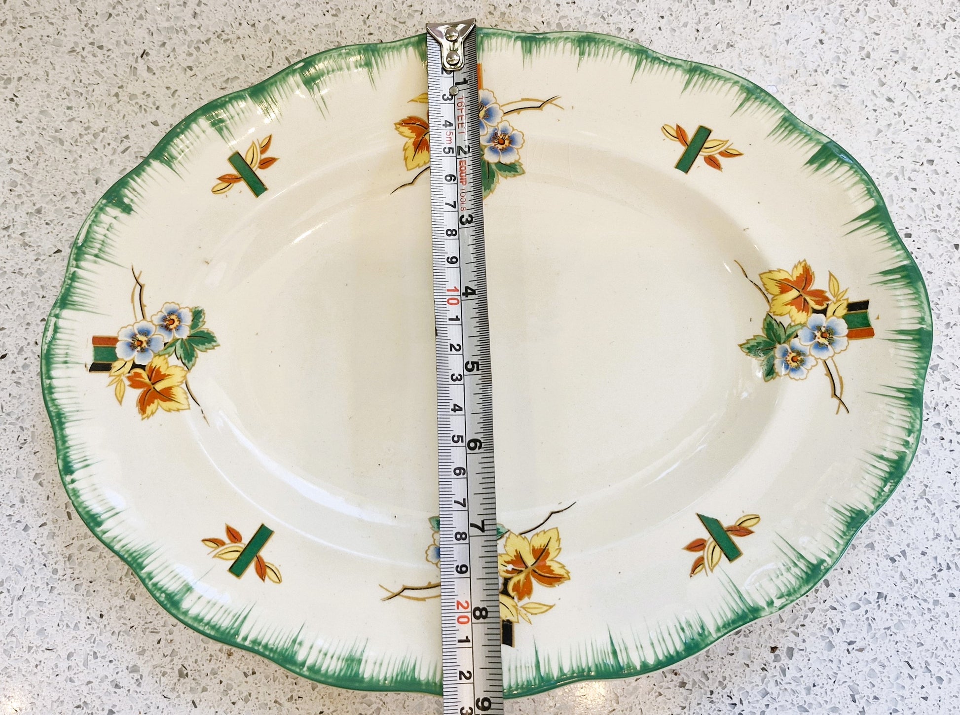 Art Deco Hand Painted Platter, Art Deco Hand Painted Dinner Service, Alfred Clough, St Louis Works, Made in England 
