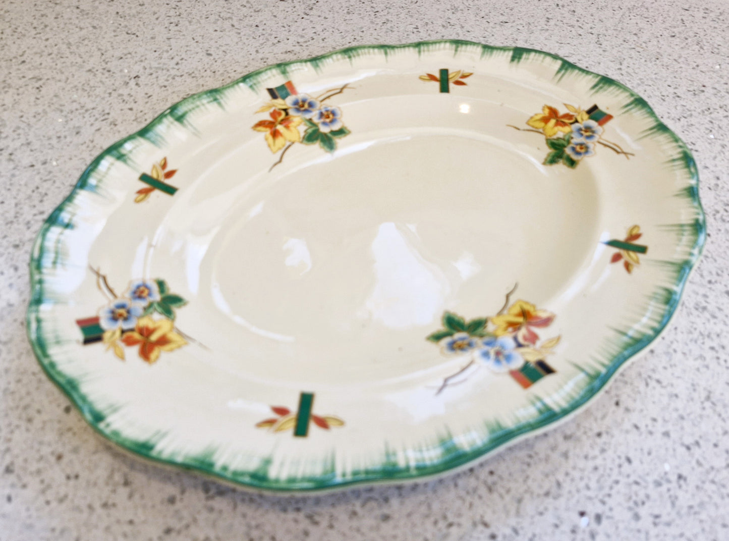 Art Deco Hand Painted Platter, Art Deco Hand Painted Dinner Service, Alfred Clough, St Louis Works, Made in England 