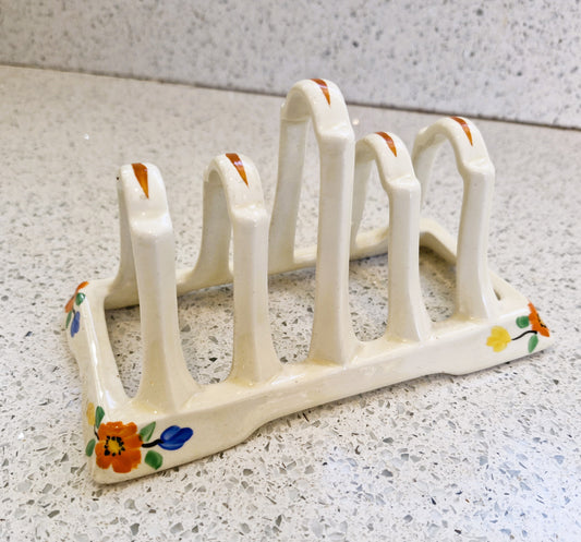 Art Deco Hand Painted Toast Rack, Art Deco Toast Rack, Hand painted, 1930s, Toast rack, Rare, Bone Chine Toast Rack, Made in England,