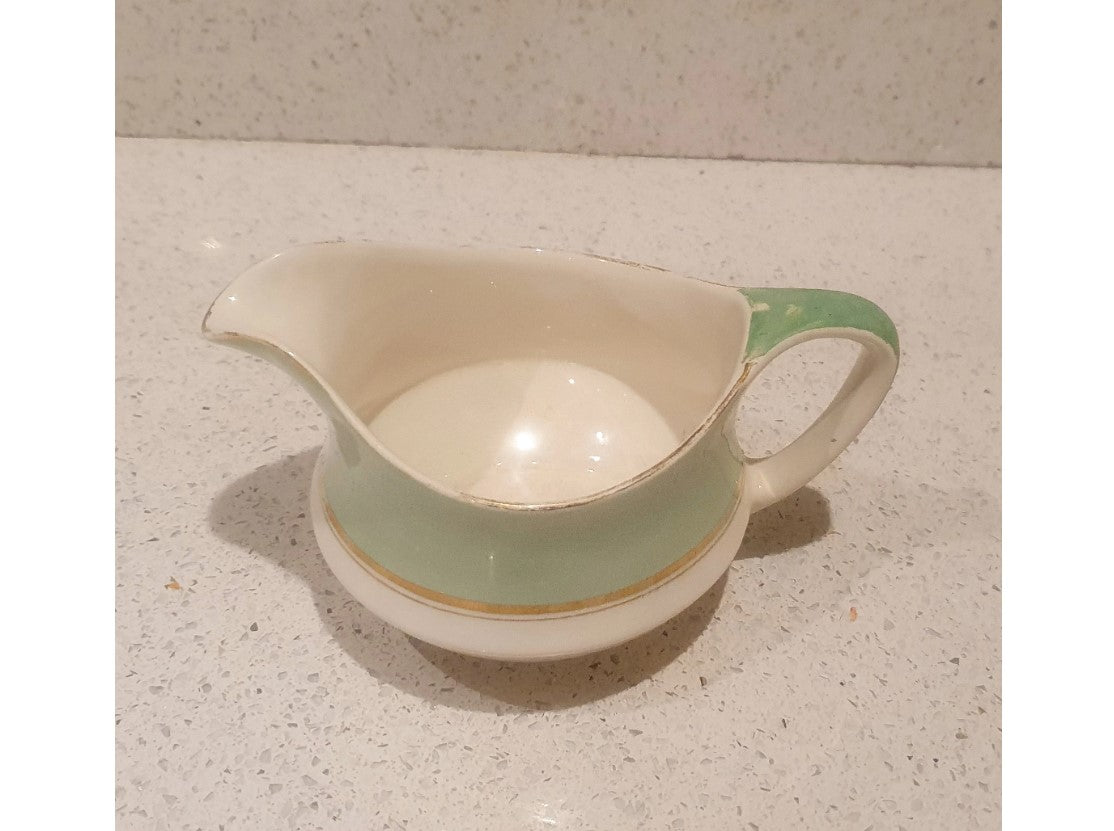 Art Deco Jug, Gravy Boat, Art Deco Dinner Service, Palissy, Royal Worcester Dinner Service,  Green and Cream, Art Deco 1930s