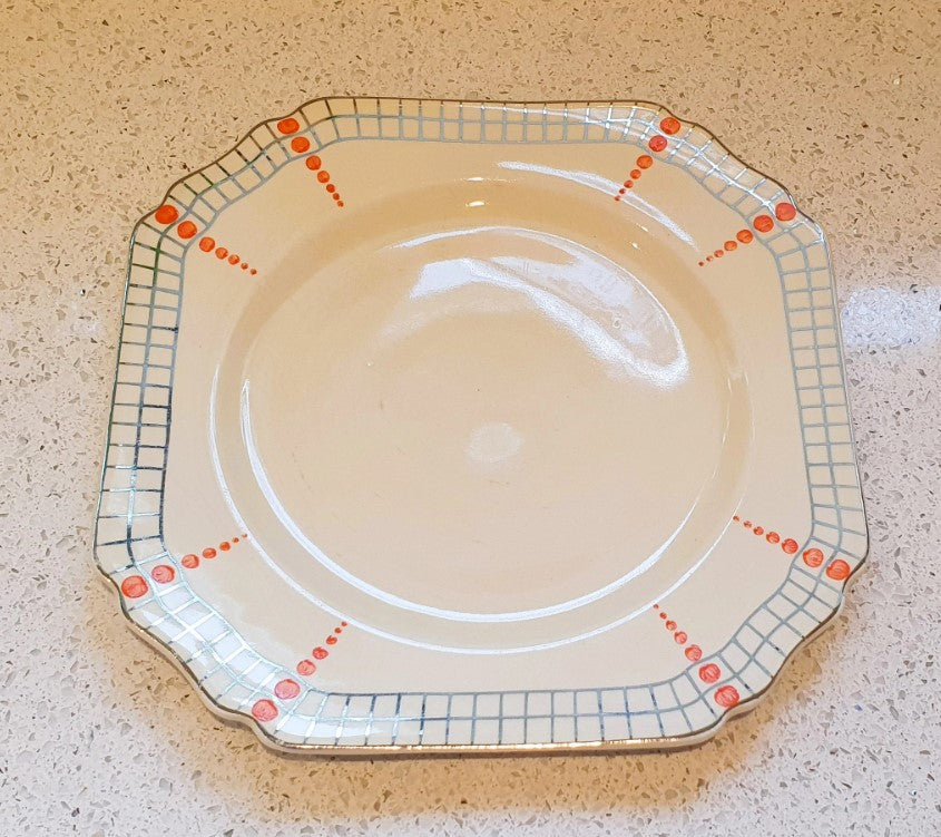 Art Deco Dinner Service, Salad Plates, Konny Kraft, Hand Painted, 8.75 inch, Thomas Hughes & Son, Konny Kraft, Orange Spot