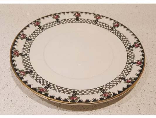 Art deco, Black and White Large Serving platter Round, 12 inch, Antique, English fine China,