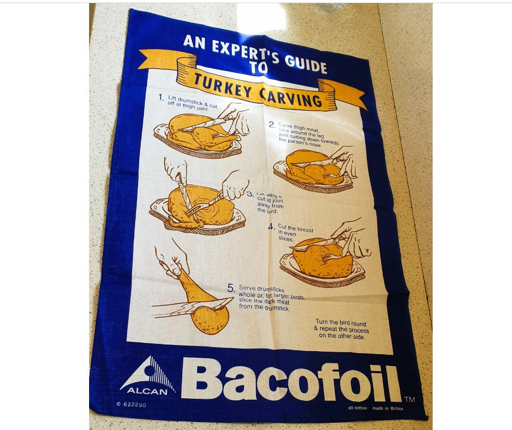 Bacofoil Tea Towel, How to Cook a Turkey, NEW, Vintage Stock,