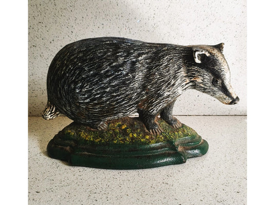 Badger Shaped Door Stop, Vintage, Cast Iron Badger, Doorstop, Hand painted, Badger, Farmhouse, Country Home Décor