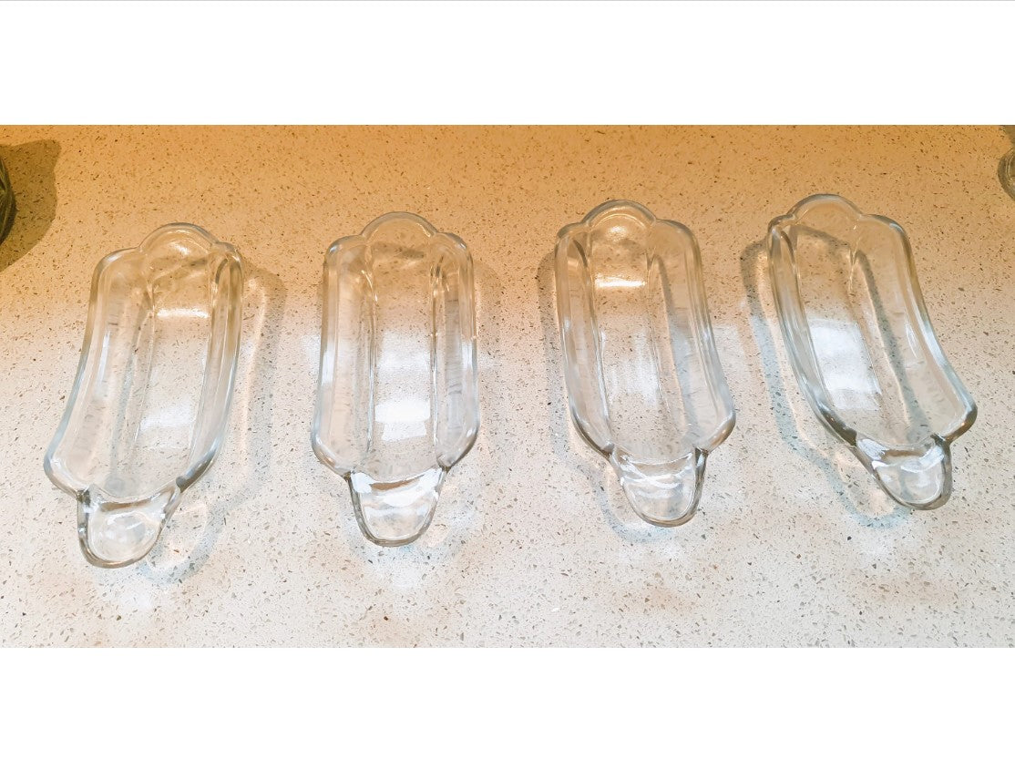 Banana Split Dishes, Banana Split Boats, Ice Cream Sundae Plates, Vintage, Clear Glass