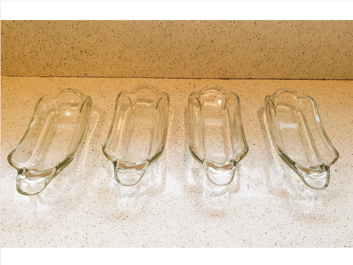 Banana Split Dishes, Banana Split Boats, Ice Cream Sundae Plates, Vintage, Clear Glass