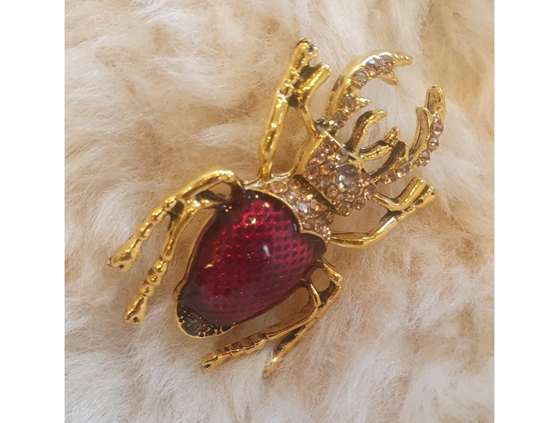 Beetle, Broach, NEW, Insect Jewellery, Quirky, Unusual, Purple, Burgundy, Gold