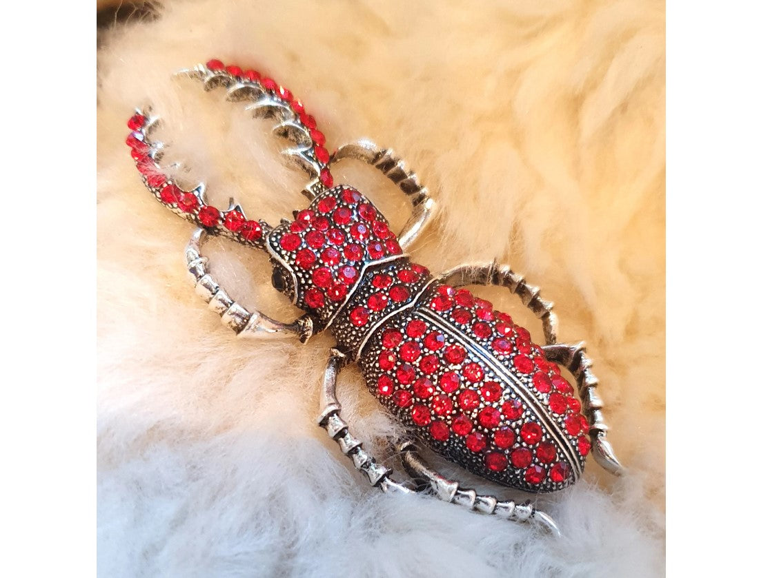 Beetle, Broach, NEW, Insect Jewellery, Quirky, Unusual, Red