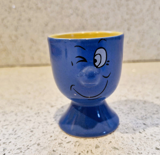 Blue funny Face Egg Cup