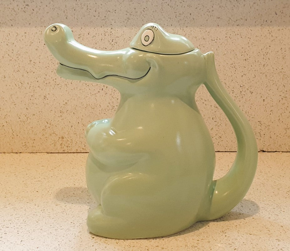 Carltonaare Crocodile, Alligator, Teapot, Carlton Ware Tea Pot, Crocodile, Alligator, Pottery, Green, 60s, Quirky, Kitsch