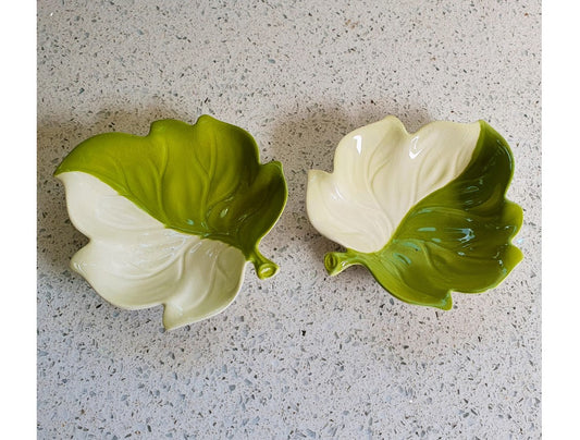 Carltonware Leaf Plate, Carltonware, Green and White leaf dish, Hand painted, Carlton Ware Plate
