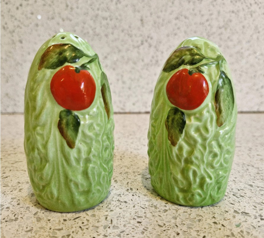 Carltonware, Vintage, Quirky, ceramic, Salt and Pepper Pots, Lettuce and Tomato Salt and Pepper Pot, Carlton Ware