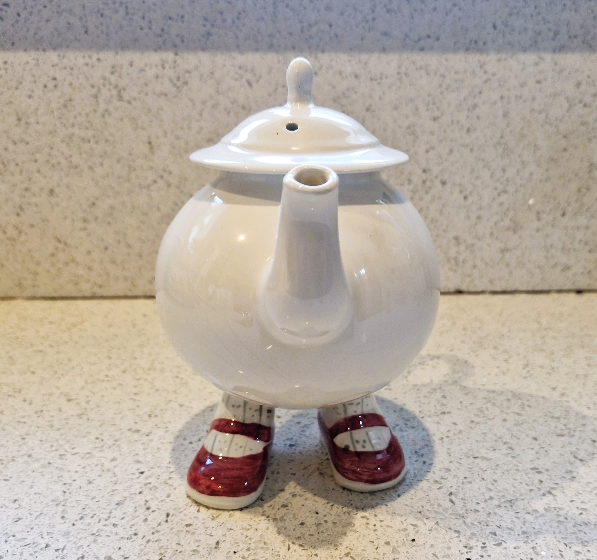 Carltonware Walking Teapot, Mary Jane Shoes, Red