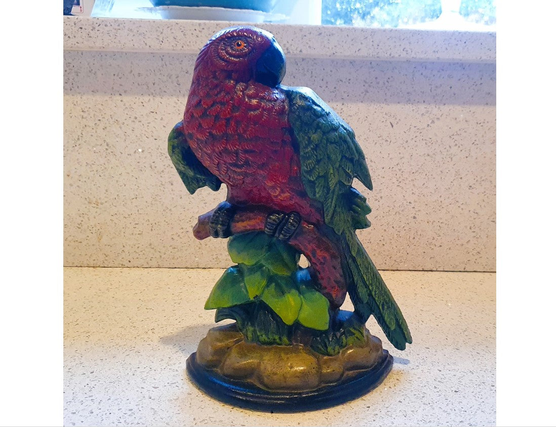 Cast Iron Parrot Door Stop, Large Cast Iron Door Stop, Parrot, Door Stop, Vintage 