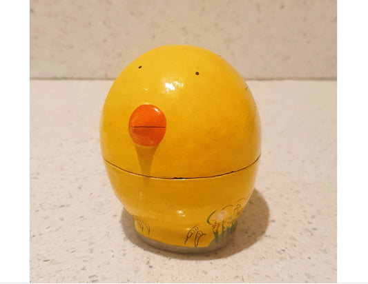 Chick shaped trinket Box, Wooden Chick Shaped Trinket Box, Chick Shaped, Easter Egg Box, Vintage 