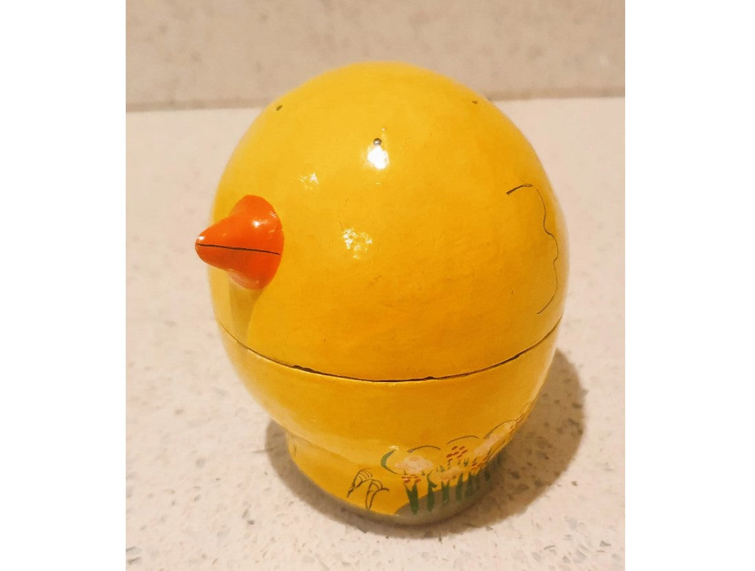 Chick shaped trinket Box, Wooden Chick Shaped Trinket Box, Chick Shaped, Easter Egg Box, Vintage 