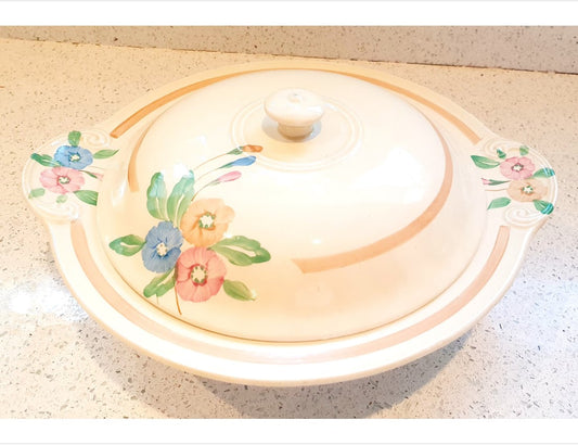 Clarice Cliff Tureen, Art Deco hand Painted Tureen, Clarice Cliff, Nosegay, Serving Dish, Tureen, Lidded Bowl, Rare, 1920's Original - Signed