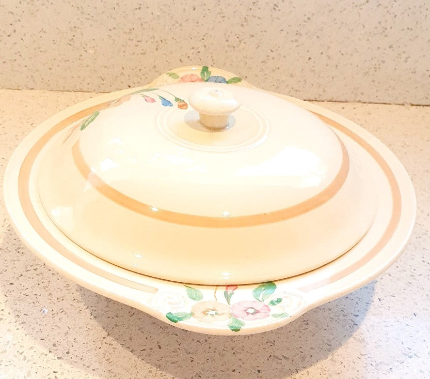 Clarice Cliff Tureen, Art Deco hand Painted Tureen, Clarice Cliff, Nosegay, Serving Dish, Tureen, Lidded Bowl, Rare, 1920's Original - Signed