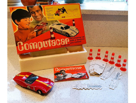 Computacar, Vintage, 1960s, Toy,  Boxed, Mettoy, Ford GT, WORKING, COMPLETE - Original Packaging, Instructions,
