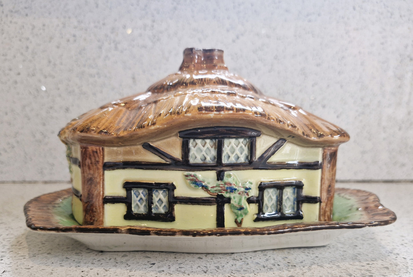 Cottage Shaped Butter Dish, Cottage Ware Butter Dish, Vintage Butter Dish, Hand painted 