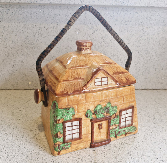 Cottage Shaped Cookie Jar, Cottage Shaped Biscuit Barrel, Cottage Ware, Vintage Cookie Jar, Made in England 