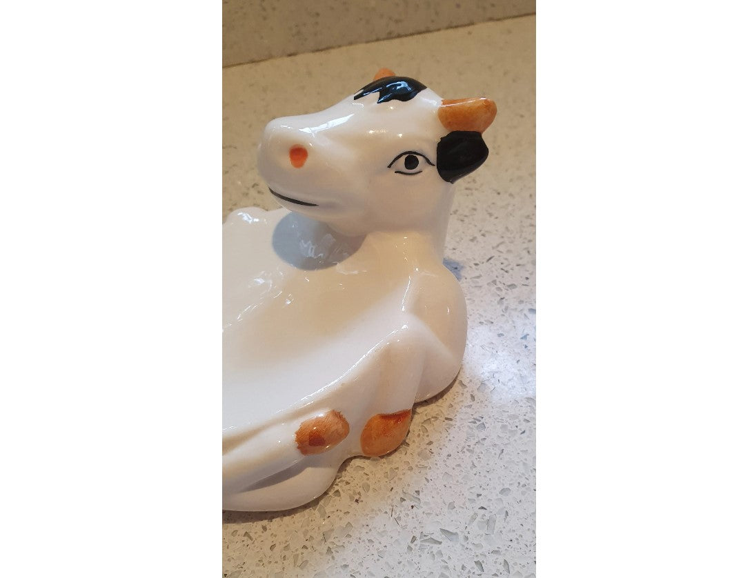 Cow Soap Dish, Anthropomorphic, Ceramic, Soap Dish, Animal,  Porcelain, Quirky, Fun, Animal, Farm, Painted