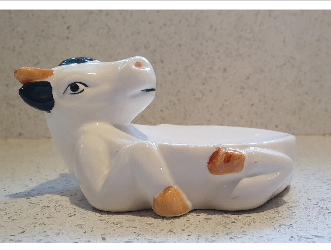 Cow Soap Dish, Anthropomorphic, Ceramic, Soap Dish, Animal,  Porcelain, Quirky, Fun, Animal, Farm, Painted