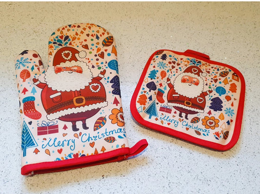 Father Christmas Oven Glove, Christmas Oven Mitt, Sant, Father Christmas, Kitsch, Quirky,