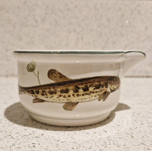 Fish Sauce Jug, Old English Ironstone,  Sauce Boat, Simpsons, English Ironstone, Spined Loach, Fish, Serving, Course Fishing,  Fly Fisherman