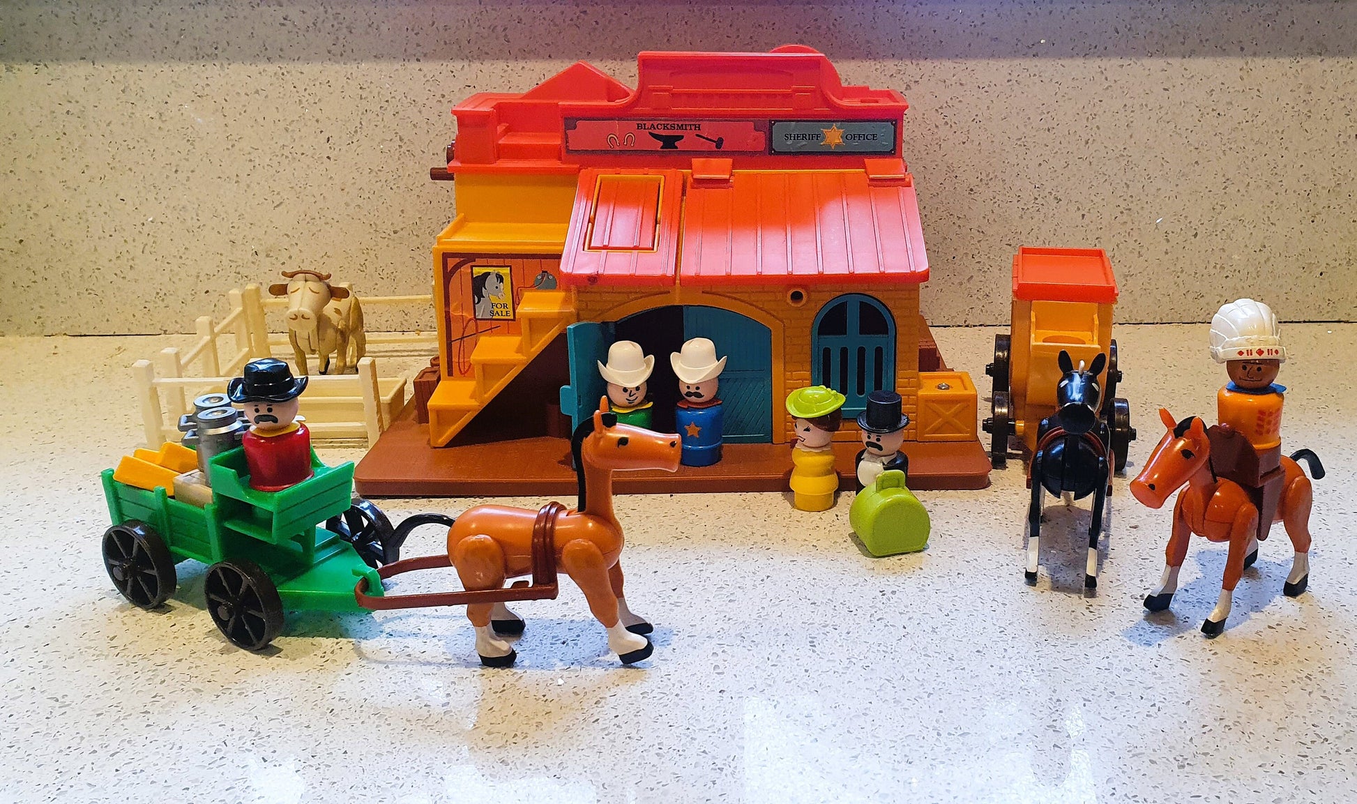 Fisher-Price Western Town, Fisher Price Western Town, Horses, cowboys and Indians