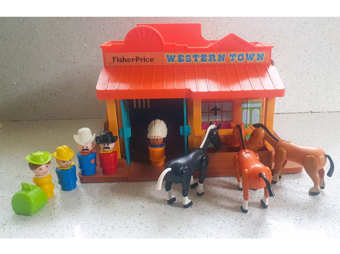 80s Fisher-Price Western Town, Fisher Price Western Town, COMPLETE, With Box, Boxed