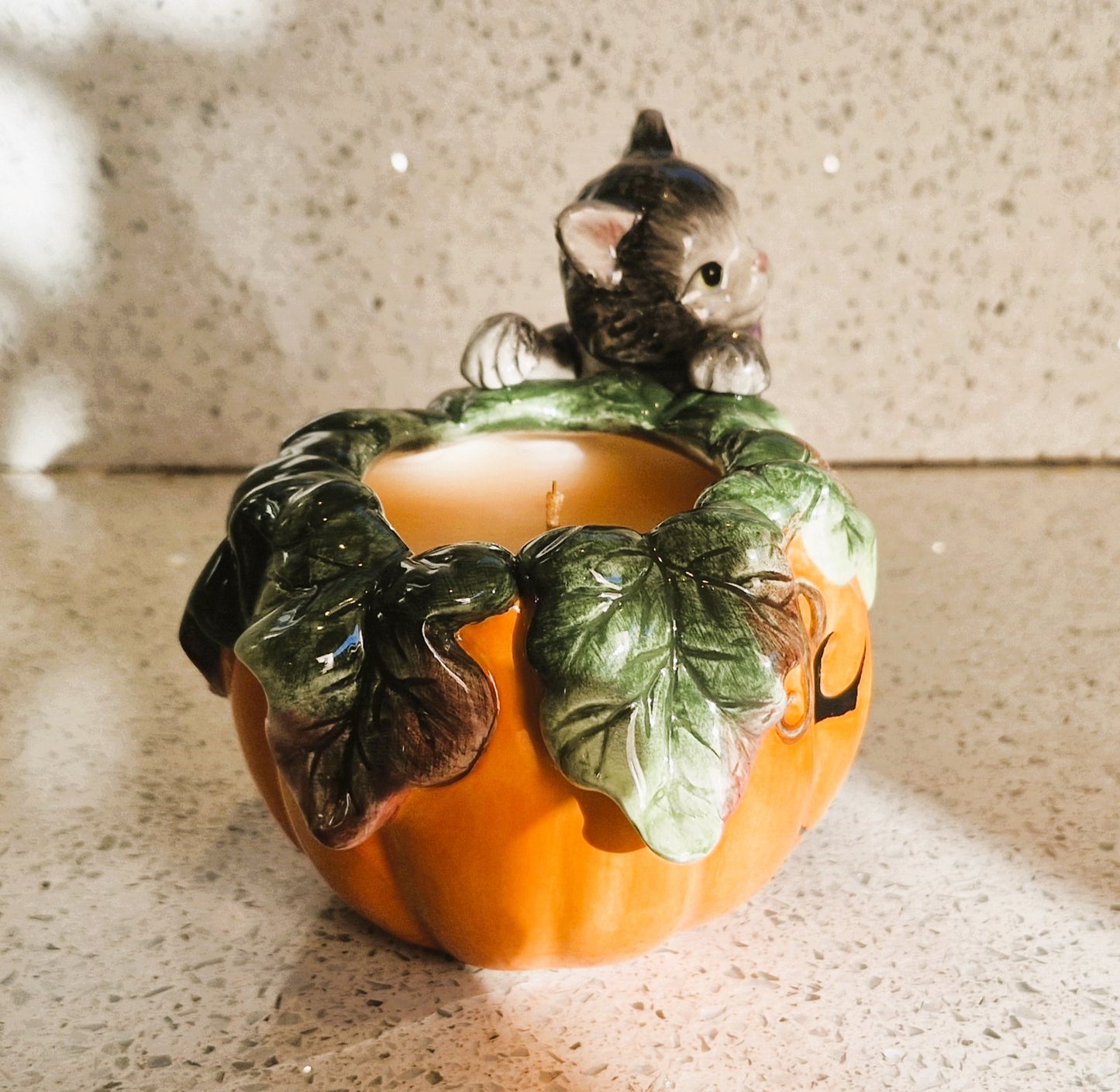 Fitz and Floyd Halloween Candle, Fitz and Floyd Cat, Fitz and Floyd Pumpkin, Vintage Fitz and Floyd 