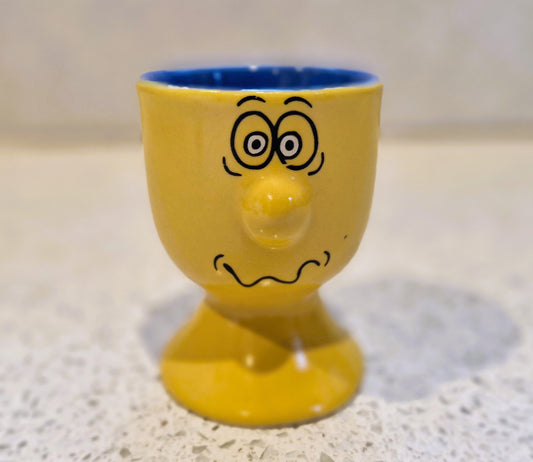 Funny Face Egg Cup, Yellow and Blue, Trade WInds 