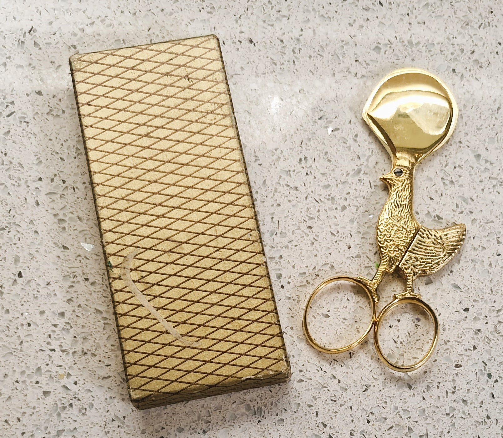 Gold Plated Chicken Boiled egg scissors, German, 