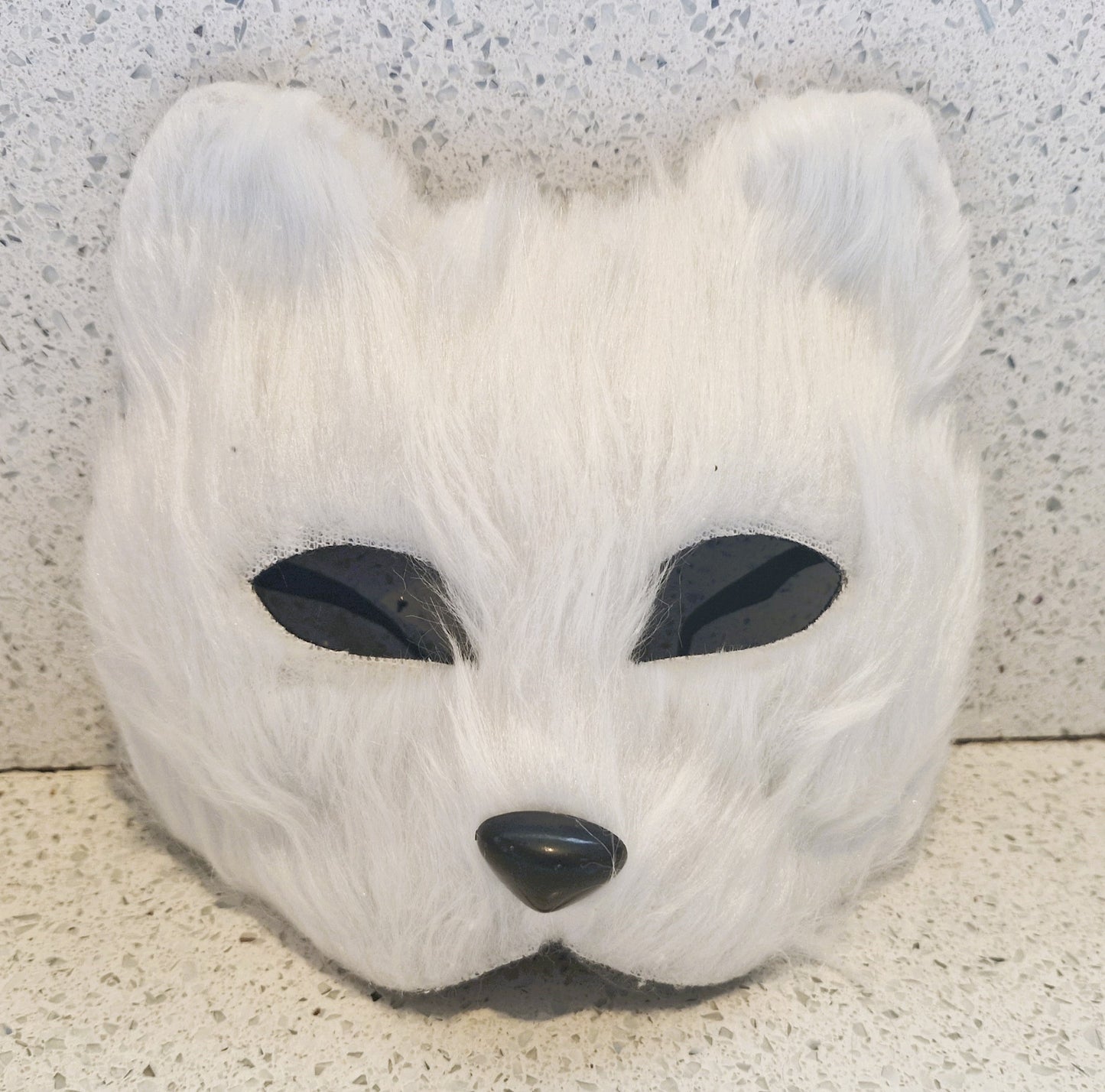 Masquerade Mask, Faux Fur white Fox Mask